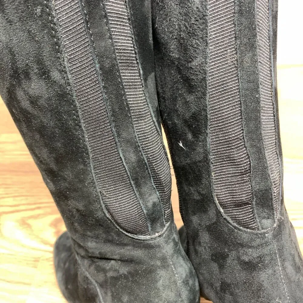 Corso‎ Como Black Suede Leather Heeled Boots Knee High Size 7M Loval Classic